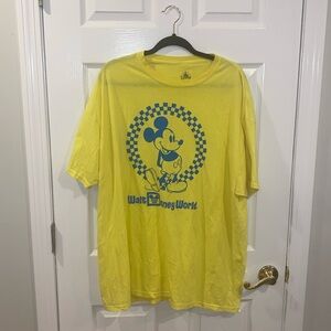 Walt Disney World Mickey Mouse Graphic Yellow Tshirt XXL Short Sleeve Shirt